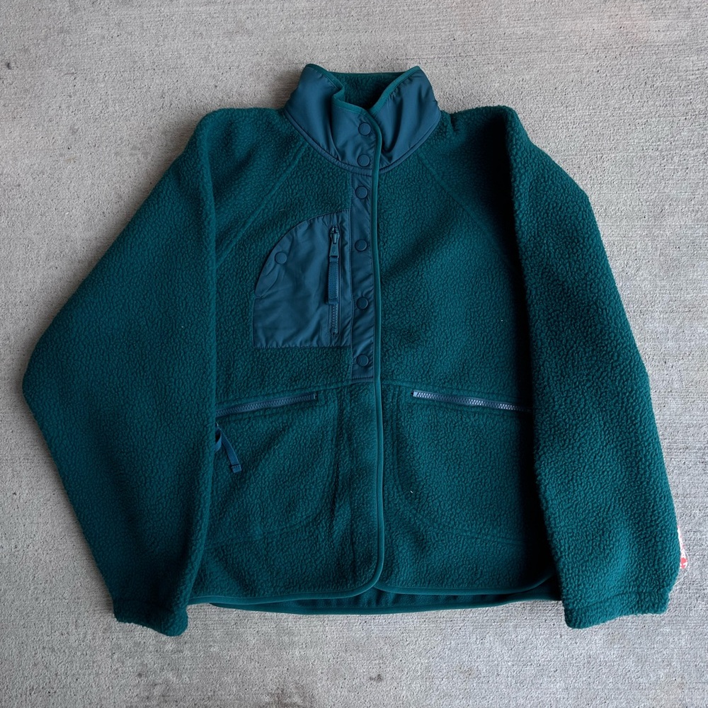 Free people FP movement dark forest green evergreen hit the slopes Sherpa jacket - Picture 6 of 7